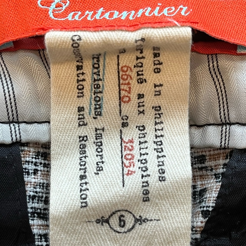 ANTHROPOLOGIE Cartonnier Charlie Printed Ankle Pants 6 Black Tan - Picture 11 of 11